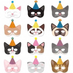 12 Pieces Cat Birthday Masks Cat Birthday Party Favors Decorations Kitty Birthday Party Supplies for Kids $20.62 Kids' Dress-...