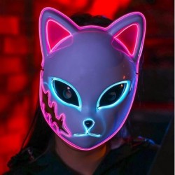 Demon Slayer Mask LED Halloween Mask Japanese Anime Demon Slayer Cosplay for Kids $24.85 Kids' Dress-Up Accessories