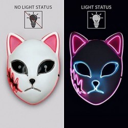 Demon Slayer Mask LED Halloween Mask Japanese Anime Demon Slayer Cosplay for Kids $24.85 Kids' Dress-Up Accessories