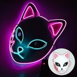 Demon Slayer Mask LED Halloween Mask Japanese Anime Demon Slayer Cosplay for Kids $24.85 Kids' Dress-Up Accessories