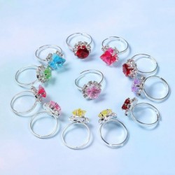 24pcs Girls Birthstone Rings Girl Jewel Rings in Box Adjustable Rings Diamond for Children Little Kids Girl Pretend Play and ...