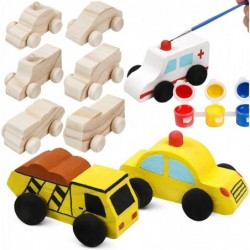 12 Pieces Unfinished Wooden Cars Wood DIY Car Toys Wood Crafts Painting Crafts Kit for Student Easy Woodworking Set Family Ac...