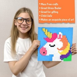 Stick n Stack Mosaic Arts and Crafts for Kids and Adults with 3D Foam Stickers - Unicorn Design - Mess-Free Kids Craft Kit fo...