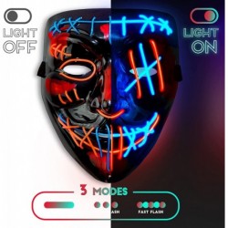 2 Pack LED Halloween Mask Scary Purge Mask with 3 Lighting Modes Light up Face Mask for Halloween Costume Festival Parties Ma...