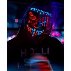 2 Pack LED Halloween Mask Scary Purge Mask with 3 Lighting Modes Light up Face Mask for Halloween Costume Festival Parties Ma...