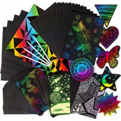 Horizon Group USA Scratch Art 60 Pieces Variety Pack. Glow in The Dark Holographic Rainbow & Die Cut Sheets. 4 Scratching Too...