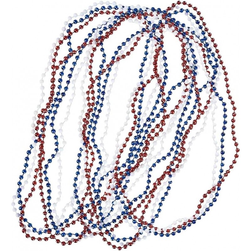 Patriotic Beads Necklaces - Pack of 12 - Red White and Blue Beaded Necklaces for 4th of July Independence Day Memorial Day Ma...