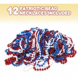 Patriotic Beads Necklaces - Pack of 12 - Red White and Blue Beaded Necklaces for 4th of July Independence Day Memorial Day Ma...