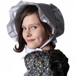 One Size Solid White Cotton Traditional Pioneer Bonnet $17.99 Kids' Dress-Up Accessories