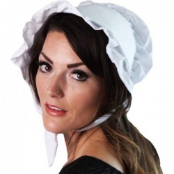 One Size Solid White Cotton Traditional Pioneer Bonnet $17.99 Kids' Dress-Up Accessories