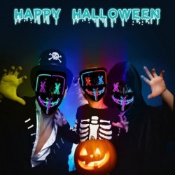 Halloween Scary Mask LED Mask LED Purge Mask [3PACK] LED Light Up Mask EL Wire Light Up for Festival Cosplay Halloween Costum...