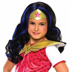 Costume Girls DC Super Hero Wonder Woman Wig Black/Blue Standard $26.30 Kids' Dress-Up Accessories