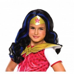 Costume Girls DC Super Hero Wonder Woman Wig Black/Blue Standard $26.30 Kids' Dress-Up Accessories