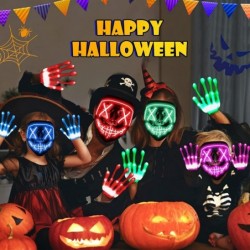 Halloween Mask LED Light Up Purge Mask with LED Gloves Scary Glow Mask Costume with El Wire for Men Women Kids Halloween Fest...