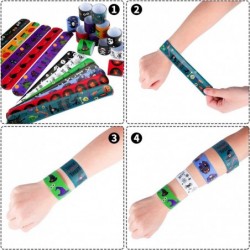 48 Pieces Halloween Slap Bracelets Toys Assorted Bulk Halloween Designs Snap Bracelets Wristbands with Spider Pumpkin Ghost F...