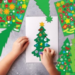 945Pcs DIY Christmas Tree Craft Kit Kids Holiday Art Making Craft with Stickers Make Your Own Christmas Bookmark Xmas Party F...