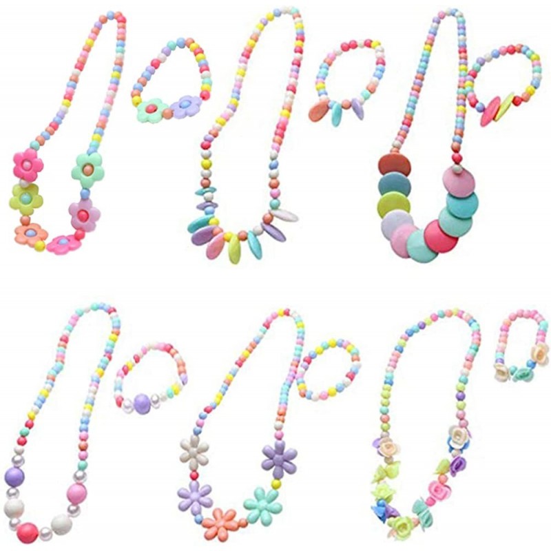 6 Sets Beads Necklace Bracelet Princess Necklace Bracelet Set Lovely Heart Beads Jewelry Kit Costume Necklaces for Pretend Pl...