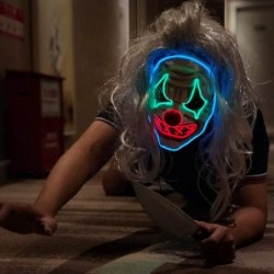 Halloween Scary Led Mask Light Up Evil Clown Purge Masks Cosplay Costume Night Glow El Parties Decoration $50.78 Kids' Dress-...