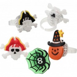 60 Pieces Halloween Party Favors LED Flash Rings Decorations Supplies Flash Finger Rubber Rings Multishape Pumpkin Skeleton S...