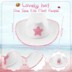 3 Pcs White Pink Cowboy Hat Funny Felt Cowgirl Costume Hat Pink Sequin Star for Girls Women Western Birthday Party $39.93 Kid...