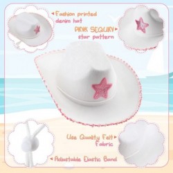 3 Pcs White Pink Cowboy Hat Funny Felt Cowgirl Costume Hat Pink Sequin Star for Girls Women Western Birthday Party $39.93 Kid...