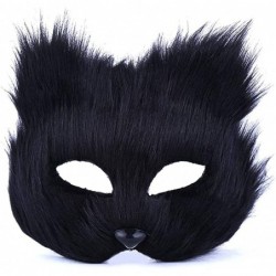 Halloween Fox Mask Faux Fur Cat Masquerade Mask Furry Animal Cosplay Half Face Mask Veil Fancy Party Eye Mask Prop Gift $22.0...