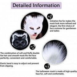 Halloween Fox Mask Faux Fur Cat Masquerade Mask Furry Animal Cosplay Half Face Mask Veil Fancy Party Eye Mask Prop Gift $22.0...