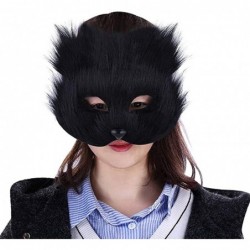 Halloween Fox Mask Faux Fur Cat Masquerade Mask Furry Animal Cosplay Half Face Mask Veil Fancy Party Eye Mask Prop Gift $22.0...