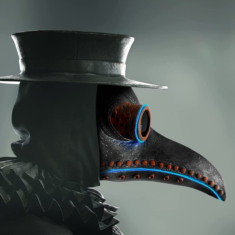 Halloween Plague Doctor Bird Mask Long Nose LED Glow Bird Mask Cosplay Steampunk Costume Latex Material $34.27 Kids' Dress-Up...