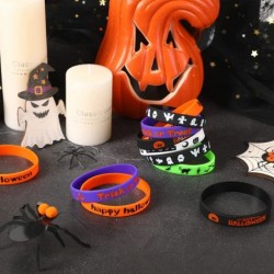 24Pcs Halloween Rubber Wristbands Silicone Bracelets for Kids Halloween Party Favors Supplies $17.10 Kids' Dress-Up Accessories