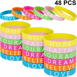 48 Pieces Motivational Wristbands Silicone Inspirational Bracelets Saying Rubber Bands for Men and Women $14.85 Kids' Dress-U...