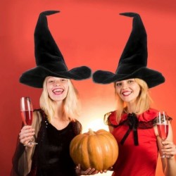 2 Pack Halloween Large Black Witch Hat Wicked Witch Hat with Big Brim for Halloween Witch Theme Party Cosplay Costume Accesso...