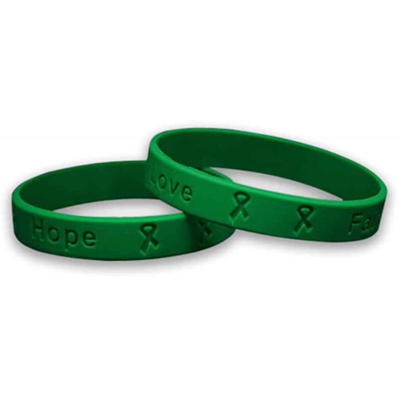 Green Ribbon Wholesale Pack Silicone Bracelets – Green Ribbon Bracelet for Cerebral Palsy Glaucoma Mental Health Liver Cancer...