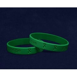 Green Ribbon Wholesale Pack Silicone Bracelets – Green Ribbon Bracelet for Cerebral Palsy Glaucoma Mental Health Liver Cancer...