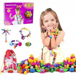 Snap Pop Beads Girls Toy 180 Pieces DIY Jewelry Marking Kit Fashion Fun for Necklace Ring Bracelet Art Kids Crafts Birthday F...