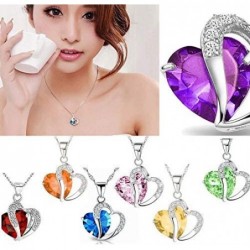 Heart Silver Plated Crystal Diamond Gem Pendant Hollow Silver Chain Necklace Shinning Jewelry for Girl Women $17.18 Kids' Dre...