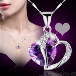 Heart Silver Plated Crystal Diamond Gem Pendant Hollow Silver Chain Necklace Shinning Jewelry for Girl Women $17.18 Kids' Dre...