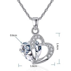 Heart Silver Plated Crystal Diamond Gem Pendant Hollow Silver Chain Necklace Shinning Jewelry for Girl Women $17.18 Kids' Dre...