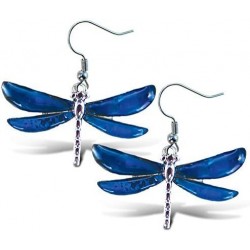 Blue & Silver Dragonfly Dangle Post Fish Hook Drop Earrings 1.35 Inch Fashionable Sparkling Elegant Jewelry with Genuine New ...