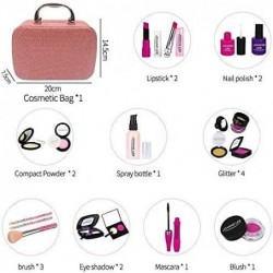 19 Pieces Pretend Makeup Toys for Girls Pretend Play Makeup Kit(Not Real) with Cosmetics Bag Birthday Gifts for Toddler Age 3...