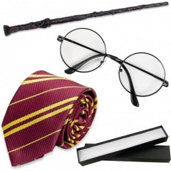 Harry Wand and Glasses Accessories 3pcs Cosplay Tie and Glasses Accessories Set with Wand Glasses Frame Tie for Halloween Dre...