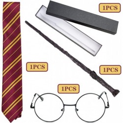 Harry Wand and Glasses Accessories 3pcs Cosplay Tie and Glasses Accessories Set with Wand Glasses Frame Tie for Halloween Dre...