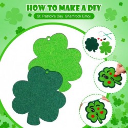 24 Pieces St Patricks Day Crafts Shamrock Cutouts Felt Lucky Shamrock Ornament Craft with Cute Facial Expression Stickers Sai...