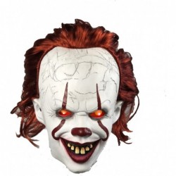 Halloween Clown Mask with LED Led Light-Up Scary Smile IT Mask with Hair Halloween Killer Masks for Party Clown role-playing ...