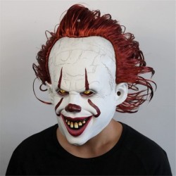 Halloween Clown Mask with LED Led Light-Up Scary Smile IT Mask with Hair Halloween Killer Masks for Party Clown role-playing ...