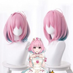 The Idolmaster Cinderella Girls Wig Figure Yumemi Riamu Cos Wig Anime Female Character Cosplay Pink Gradient Green Hair Used ...