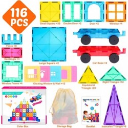 Magnetic Tiles 116 PCS 3D Magnetic Building Blocks Kids Magnet Toys Set Educational Preschool Learning STEM Toys Gifts Toys f...