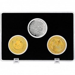 Shiba Inu Coin (SHIB) Doge Coin (Doge) Ripple XRP Coin with Acrylic Case - Crypto Gifts - Cryptocurrency Coins Display Set - ...