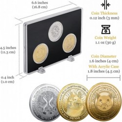 Shiba Inu Coin (SHIB) Doge Coin (Doge) Ripple XRP Coin with Acrylic Case - Crypto Gifts - Cryptocurrency Coins Display Set - ...