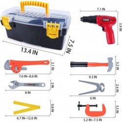 Kids Tool Toy Set Toddler Pretend Play Tool kit with Electronic Cordless Drill Hammer Pliers Planer and Tool Accessories STEM...